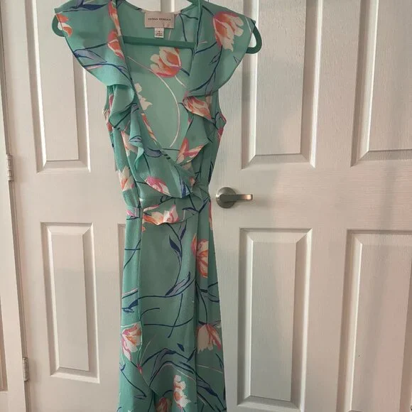 Floral Wrap Donna Morgan Sun Dress Size 6 - Picture 1 of 4